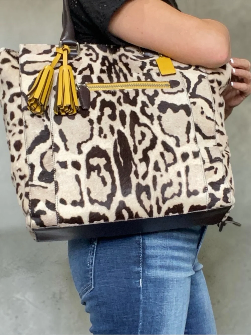 Coach XL Legacy HairCalf Ocelet North South Tote Bag - Picture 4 of 17